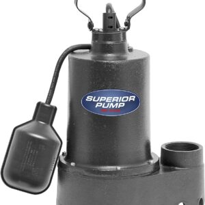 Superior Pump 92331 High-Capacity Cast Iron Sump Pump with Tethered Float Switch, 1/3 HP